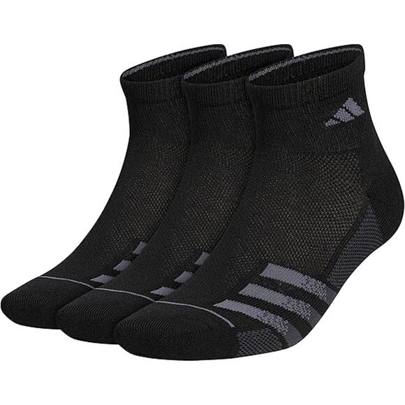 New 6 Pairs Adidas Mens Large Black Climacool Superlite Quarter Ankle Socks - Picture 1 of 6
